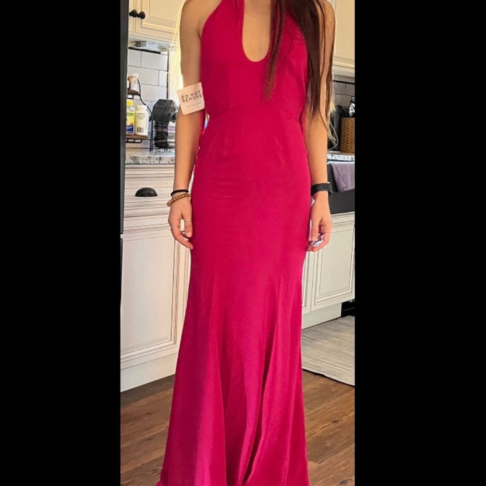 Fame & Partners Halter Hot Pink Dress
